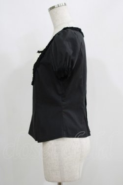 画像2: Moi-meme-Moitie / トーションフリルヨークレースブラウス  黒×白 H-25-06-01-040-MO-BL-KB-ZH
