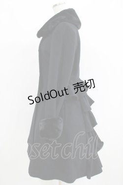 画像2: Moi-meme-Moitie / ファー付きバッスルコート 9号 黒 H-25-06-01-001-MO-CO-KB-ZT-C041