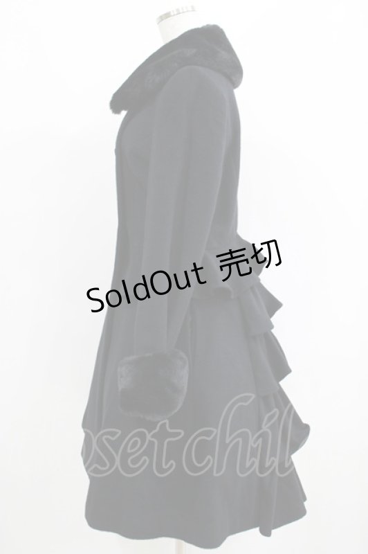 画像2: Moi-meme-Moitie / ファー付きバッスルコート 9号 黒 H-25-06-01-001-MO-CO-KB-ZT-C041 (2)