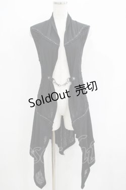 画像1: Ozz On / 異素材切替ロングジレ  黒 H-25-06-01-021-OO-TO-KB-ZH