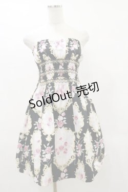 画像1: JESUS DIAMANTE / スモッキングベアワンピース 40 オーナメント柄ブラック H-25-06-03-072-JE-OP-NS-ZH