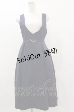 画像1: F i.n.t / チェーンビット使いディープVネックジャンパースカート Free NAVY H-25-06-03-075-CA-OP-NS-ZH