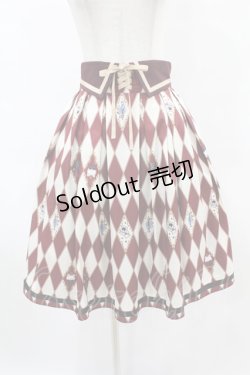 画像1: axes femme kawaii / ダイヤ柄襟付きスカート M ボルドー H-25-06-03-1042-AX-SK-NS-ZH