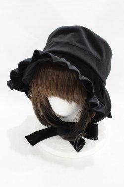 画像1: Physical Drop / 別珍フリルハット  ブラック H-25-06-03-1003-LO-AC-NS-ZH