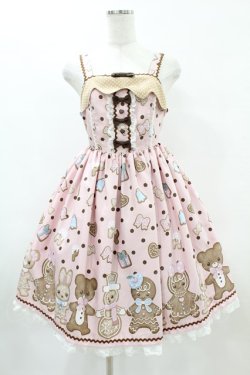 画像1: Angelic Pretty / なかよしジンジャークッキージャンパースカート Free ピンク H-25-06-03-1024-AP-OP-NS-ZH