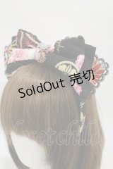 metamorphose / 花鳥風月〜乙女のはなごろも〜リボンカチューシャ  黒紅 H-25-06-03-013-ME-AC-NS-ZH