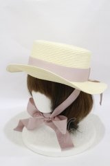 Ank Rouge / リボン付きストローハット  ラベンダー H-25-06-03-019-CA-AC-NS-ZH