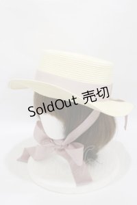 Ank Rouge / リボン付きストローハット  ラベンダー H-25-06-03-019-CA-AC-NS-ZH