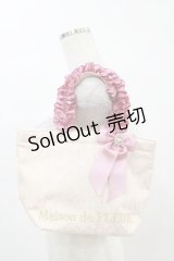 Maison de FLEUR / ラメリボンレースフリルハンドルトートバッグ  ピンク H-25-06-03-023-LO-BG-NS-ZH