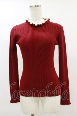 画像1: F&A / 配色使いリブニットプルオーバー Free RED H-25-06-03-034-LO-TO-NS-ZH