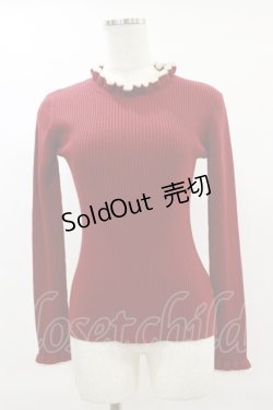 画像1: F&A / 配色使いリブニットプルオーバー Free RED H-25-06-03-034-LO-TO-NS-ZH