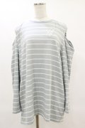 axes femme POETIQUE / 刺繍オフショルロンＴ M サックス H-25-06-03-044-AX-TS-NS-ZH
