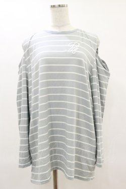 画像1: axes femme POETIQUE / 刺繍オフショルロンＴ M サックス H-25-06-03-044-AX-TS-NS-ZH