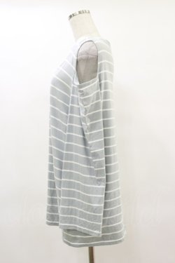画像3: axes femme POETIQUE / 刺繍オフショルロンＴ M サックス H-25-06-03-044-AX-TS-NS-ZH