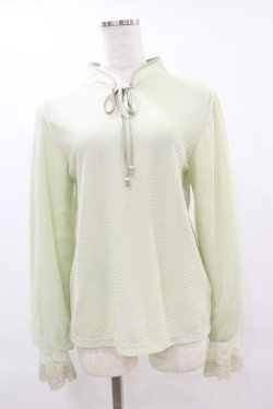 画像1: axes femme / レース編風マオカラートップス M ミント H-25-06-03-046-AX-TO-NS-ZH