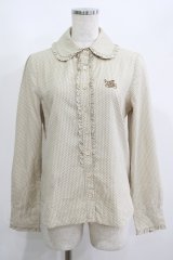 Jane Marple / ロゴ刺繍ドットブラウス  ベージュ H-25-06-04-031-JM-BL-KB-ZH