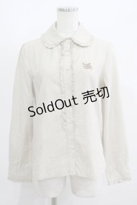 Jane Marple / ロゴ刺繍ドットブラウス  ベージュ H-25-06-04-031-JM-BL-KB-ZH