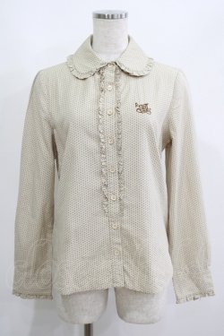 画像1: Jane Marple / ロゴ刺繍ドットブラウス  ベージュ H-25-06-04-031-JM-BL-KB-ZH