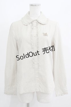 画像1: Jane Marple / ロゴ刺繍ドットブラウス  ベージュ H-25-06-04-031-JM-BL-KB-ZH