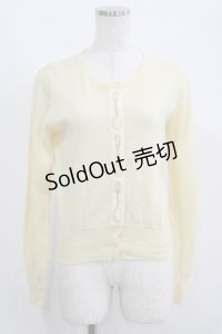 Leur Getter / スプーン刺繍テープ付ニットカーディガン  アイボリー H-25-06-04-037-LU-TO-KB-ZH