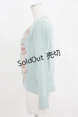 画像2: Jane Marple / アニバーサリーケーキのデコパージュカーディガン  ブルーグレー H-25-06-04-038-JM-TO-KB-ZH