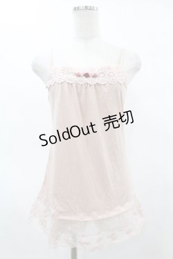 画像1: axes femme / 巻きバラ付きロングキャミ M ピンク H-25-06-04-1049-AX-TO-NS-ZH
