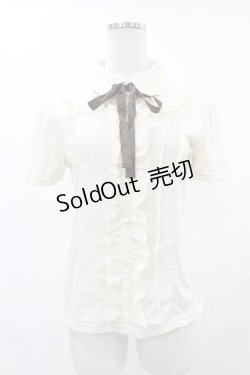 画像1: axes femme / タイ付きブラウス風プルオーバー M 生成り H-25-06-04-1052-AX-TO-NS-ZH