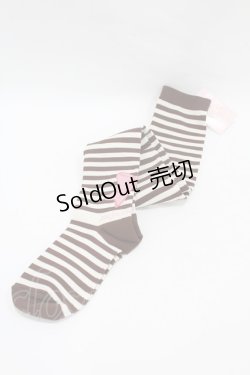 画像1: metamorphose / ミニボーダーオーバーニー  ブラウン H-25-06-04-1006-ME-ZA-NS-ZH