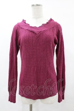 画像1: axes femme / Vネックニットプルオーバー M ピンク H-25-06-04-1058-AX-TO-NS-ZH
