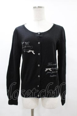 画像1: axes femme / ネコフロッキープリントカーディガン M ブラック H-25-06-04-1060-AX-TO-NS-ZH