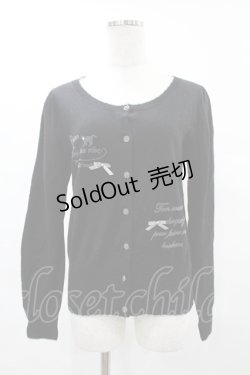 画像1: axes femme / ネコフロッキープリントカーディガン M ブラック H-25-06-04-1060-AX-TO-NS-ZH
