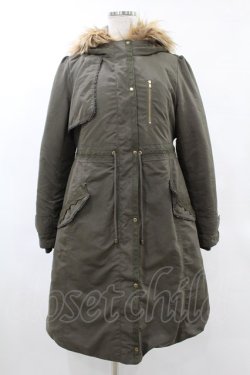 画像1: axes femme / ファーフードコート M カーキ H-25-06-04-1061-AX-CO-NS-ZH