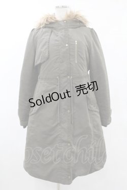 画像1: axes femme / ファーフードコート M カーキ H-25-06-04-1061-AX-CO-NS-ZH