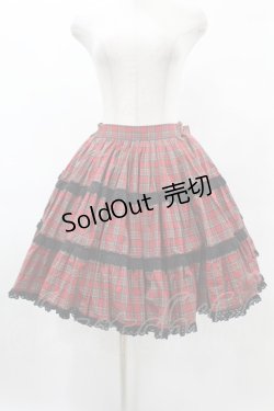 画像1: metamorphose / チェック三段ティアードスカート Free レッド H-25-06-04-1011-ME-SK-NS-ZH