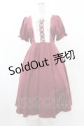 axes femme / 襟レースブロッキングワンピース M ワイン H-25-06-04-1012-AX-OP-NS-ZH