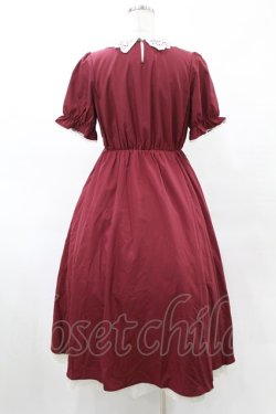 画像2: axes femme / 襟レースブロッキングワンピース M ワイン H-25-06-04-1012-AX-OP-NS-ZH