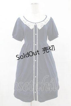 画像1: axes femme POETIQUE / 裾レース切替ニットチュニ M ネイビー H-25-06-04-1019-AX-OP-NS-ZH