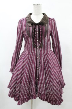 画像1: axes femme / ストライプワンピース M ボルドー H-25-06-04-1020-AX-OP-NS-ZH
