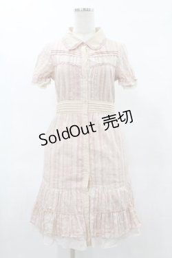 画像1: axes femme / レースストライプワンピース M ピンク H-25-06-04-1022-AX-OP-NS-ZH