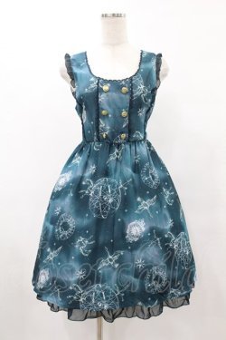 画像1: axes femme / 天体柄Wボタン使いワンピース M グリーン H-25-06-04-1026-AX-OP-NS-ZH
