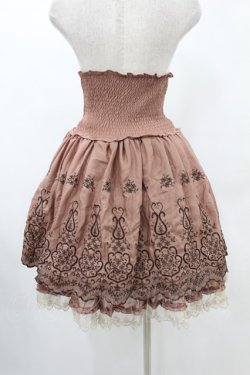 画像2: axes femme / 刺繍スカート M ブラウン H-25-06-04-1036-AX-SK-NS-ZH