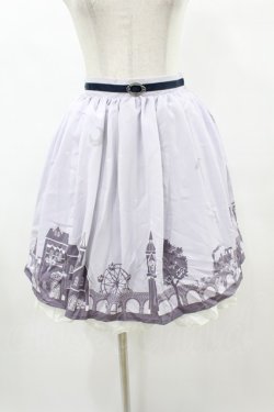 画像1: axes femme / 町並み柄スカート M ラベンダー H-25-06-04-1037-AX-SK-NS-ZH