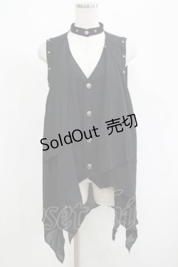 画像2: ALGONQUINS / チョーカー付きレイヤードベスト F 黒 H-25-06-04-048-AL-TO-KB-ZH