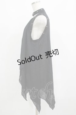 画像3: ALGONQUINS / チョーカー付きレイヤードベスト F 黒 H-25-06-04-048-AL-TO-KB-ZH