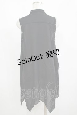 画像4: ALGONQUINS / チョーカー付きレイヤードベスト F 黒 H-25-06-04-048-AL-TO-KB-ZH