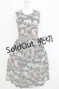 Jane Marple / Zooプリントのジャンパースカート  ブラック H-25-06-04-009-JM-OP-KB-ZH
