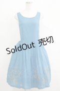 Jane Marple / ワンダーランドエンブロイダリーのサロペットスカート  ブルー H-25-06-04-002-JM-OP-KB-ZH