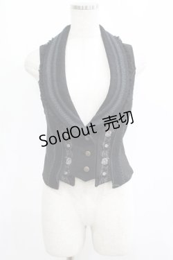 画像1: Ozz oneste / 薔薇刺繍ベスト  黒 H-25-06-04-015-OO-TO-KB-ZH