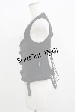 画像2: Ozz oneste / ベルト付きZIPベスト  黒 H-25-06-04-019-OO-TO-KB-ZH