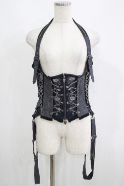 画像1: OZZ ANGELO / 薔薇刺繍コルセットビスチェ  グレー H-25-06-04-020-OO-TO-KB-ZH